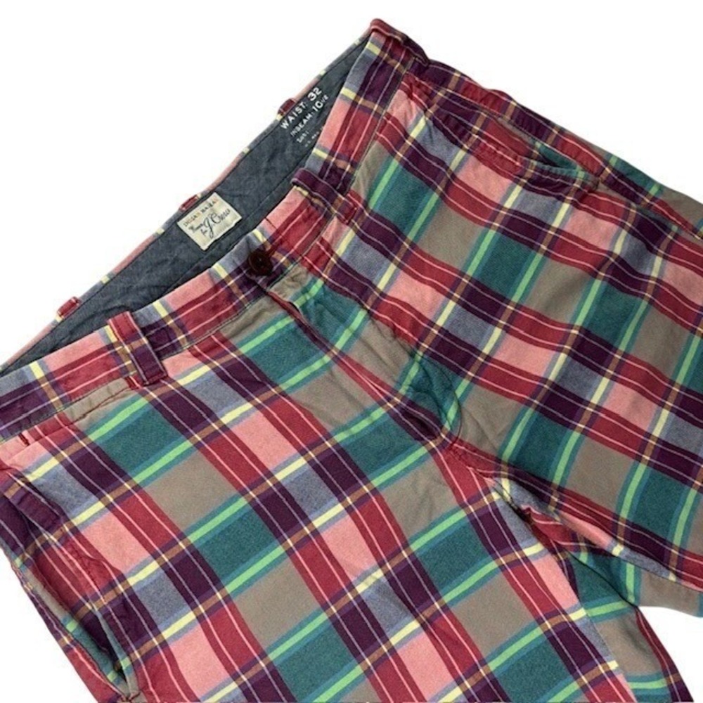 J.Crew Indian Madras Men's Plaid Shorts Size 32 Multicolor Preppy Cotton